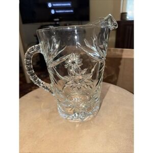 Anchor Hocking Clear Glass Water Pitcher Star of David Early American 83/4" Tall